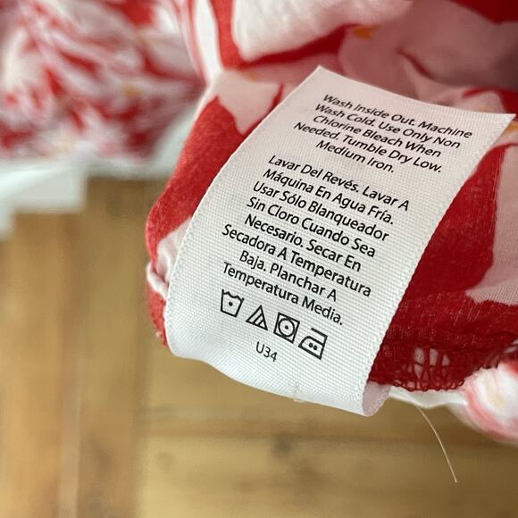 Bold Floral Print Sundress L Cotton Fit & Flare Country Summer Boho Picnic Retro - Picture 6 of 8